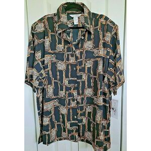 Beverly Rose USA Size 4X Short‎ Sleeve Button Front Tunic Shirt Animal World NWT